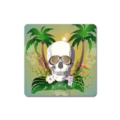 Funny Skull With Sunglasses And Palm Square Magnet