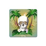 Funny Skull With Sunglasses And Palm Square Magnet Front