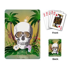 Funny Skull With Sunglasses And Palm Playing Card