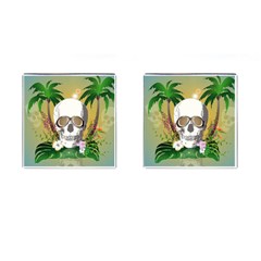 Funny Skull With Sunglasses And Palm Cufflinks (square)