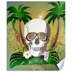 Funny Skull With Sunglasses And Palm Canvas 8  X 10 