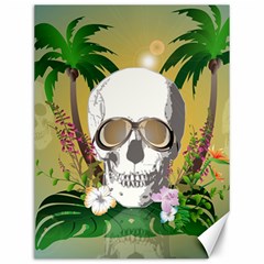 Funny Skull With Sunglasses And Palm Canvas 12  X 16  