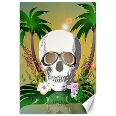 Funny Skull With Sunglasses And Palm Canvas 12  X 18  