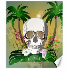 Funny Skull With Sunglasses And Palm Canvas 20  X 24  