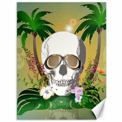 Funny Skull With Sunglasses And Palm Canvas 36  X 48   by FantasyWorld7