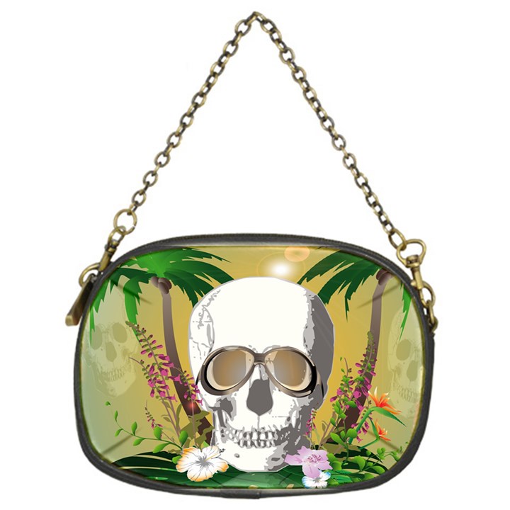 Funny Skull With Sunglasses And Palm Chain Purses (One Side) 