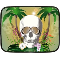 Funny Skull With Sunglasses And Palm Fleece Blanket (mini)