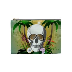 Funny Skull With Sunglasses And Palm Cosmetic Bag (medium) 