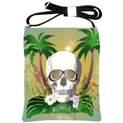 Funny Skull With Sunglasses And Palm Shoulder Sling Bags