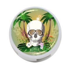 Funny Skull With Sunglasses And Palm 4-port Usb Hub (two Sides)  by FantasyWorld7