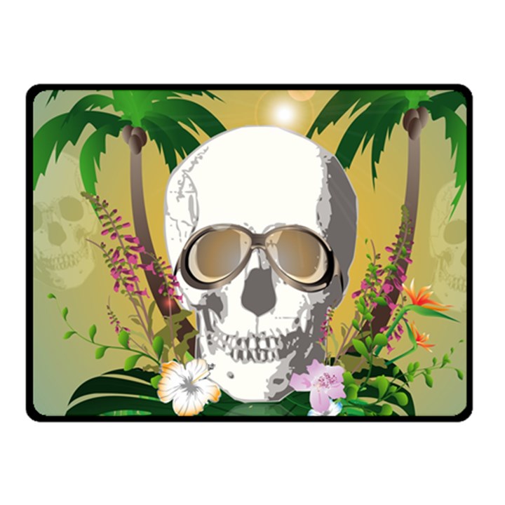 Funny Skull With Sunglasses And Palm Fleece Blanket (Small)