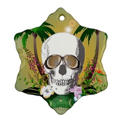 Funny Skull With Sunglasses And Palm Ornament (snowflake) 