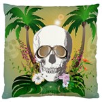 Funny Skull With Sunglasses And Palm Large Cushion Cases (One Side)  Front