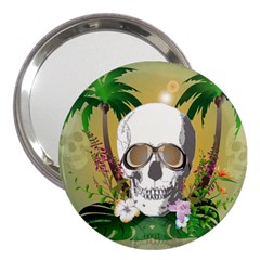 Funny Skull With Sunglasses And Palm 3  Handbag Mirrors