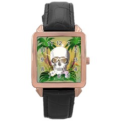 Funny Skull With Sunglasses And Palm Rose Gold Watches