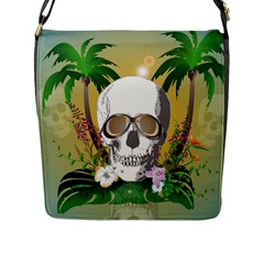 Funny Skull With Sunglasses And Palm Flap Messenger Bag (l) 