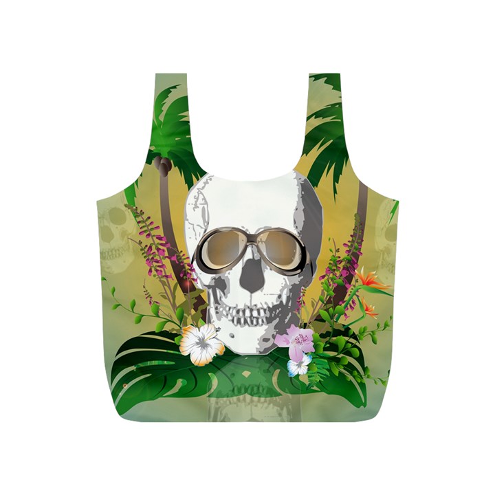 Funny Skull With Sunglasses And Palm Full Print Recycle Bags (S) 