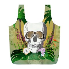 Funny Skull With Sunglasses And Palm Full Print Recycle Bags (l) 