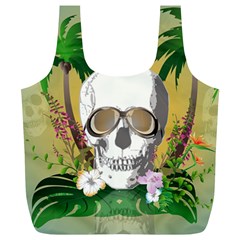 Funny Skull With Sunglasses And Palm Full Print Recycle Bags (l) 