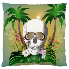 Funny Skull With Sunglasses And Palm Standard Flano Cushion Cases (one Side) 