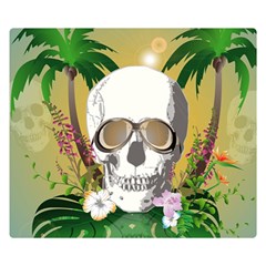 Funny Skull With Sunglasses And Palm Double Sided Flano Blanket (small) 