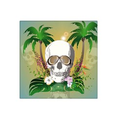 Funny Skull With Sunglasses And Palm Satin Bandana Scarf