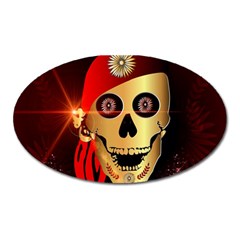 Funny, Happy Skull Oval Magnet by FantasyWorld7