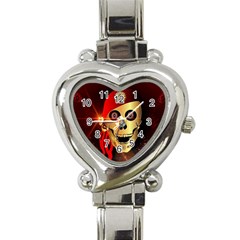 Funny, Happy Skull Heart Italian Charm Watch