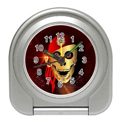 Funny, Happy Skull Travel Alarm Clocks