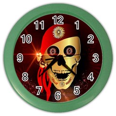 Funny, Happy Skull Color Wall Clocks