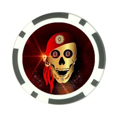 Funny, Happy Skull Poker Chip Card Guards