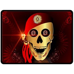 Funny, Happy Skull Fleece Blanket (large) 