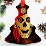 Funny, happy skull Christmas Tree Ornament (2 Sides) Front