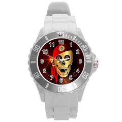 Funny, Happy Skull Round Plastic Sport Watch (l)