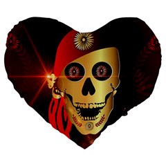 Funny, Happy Skull Large 19  Premium Heart Shape Cushions