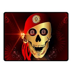 Funny, Happy Skull Double Sided Fleece Blanket (small) 