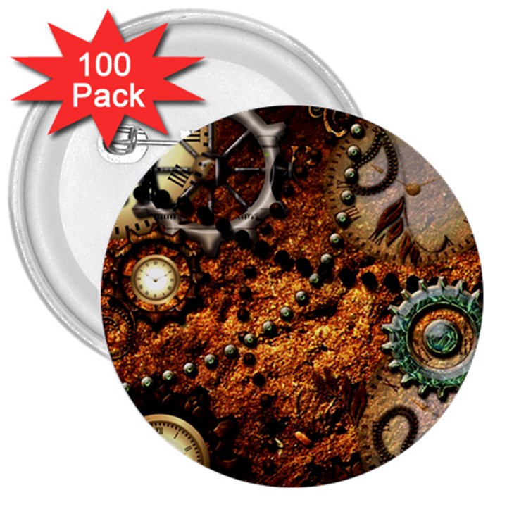 Steampunk In Noble Design 3  Buttons (100 pack) 