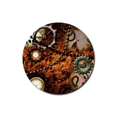 Steampunk In Noble Design Rubber Round Coaster (4 Pack)  by FantasyWorld7