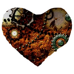 Steampunk In Noble Design Large 19  Premium Heart Shape Cushions