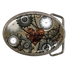 Steampunk With Clocks And Gears And Heart Belt Buckles