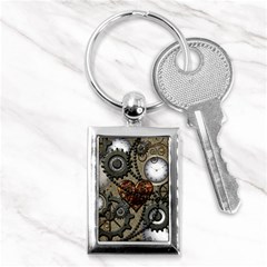 Steampunk With Clocks And Gears And Heart Key Chains (rectangle) 