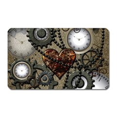 Steampunk With Clocks And Gears And Heart Magnet (rectangular) by FantasyWorld7