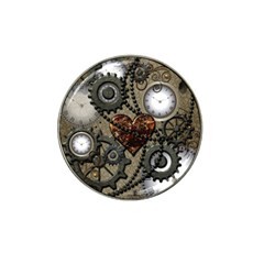 Steampunk With Clocks And Gears And Heart Hat Clip Ball Marker (4 Pack)