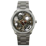 Steampunk With Clocks And Gears And Heart Sport Metal Watches Front