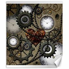 Steampunk With Clocks And Gears And Heart Canvas 20  X 24  