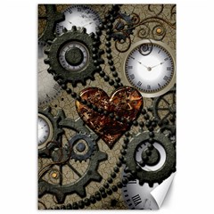 Steampunk With Clocks And Gears And Heart Canvas 24  X 36 