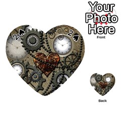 Steampunk With Clocks And Gears And Heart Playing Cards 54 (heart) 