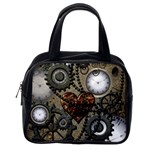 Steampunk With Clocks And Gears And Heart Classic Handbags (One Side) Front