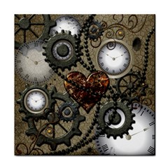 Steampunk With Clocks And Gears And Heart Face Towel by FantasyWorld7