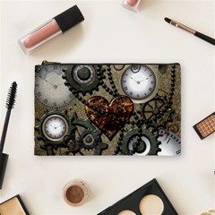 Steampunk With Clocks And Gears And Heart Cosmetic Bag (medium) 